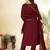 Maroon vichitra heavy thread embroidery work kurta pant set