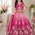 Pink chinon silk sequence embroidered work & digital print kids wedding lehenga choli