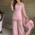 Pink georgette embroidery lace border work kurta palazzo set
