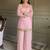Pink georgette embroidery lace border work kurta palazzo set
