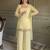 Yellow georgette embroidery lace border work kurta palazzo set