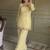 Yellow georgette embroidery lace border work kurta palazzo set