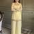 Yellow georgette embroidery lace border work kurta palazzo set