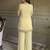Yellow georgette embroidery lace border work kurta palazzo set
