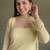 Yellow georgette embroidery lace border work kurta palazzo set