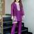 Purple chinon silk heavy thread embroidery beads work kurta & pant with koti set