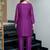 Purple chinon silk heavy thread embroidery beads work kurta & pant with koti set