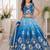 Blue chinon silk sequence embroidered work & digital print kids wedding lehenga choli