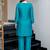 Teal chinon silk heavy thread embroidery beads work kurta & pant with koti set