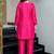 Rani pink chinon silk heavy thread embroidery beads work kurta & pant with koti set