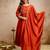 Orange vichitra silk heavy thread embroidery work kurta pant set
