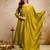 Green vichitra silk heavy thread embroidery work kurta pant set