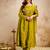 Green vichitra silk heavy thread embroidery work kurta pant set