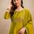 Green vichitra silk heavy thread embroidery work kurta pant set