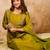 Green vichitra silk heavy thread embroidery work kurta pant set