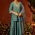 Sea green chanderi silk heavy thread embroidery work kurta palazzo set