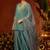 Sea green chanderi silk heavy thread embroidery work kurta palazzo set