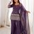 Purple crunchy silk heavy thread embroidery work kurta palazzo set