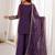 Purple crunchy silk heavy thread embroidery work kurta palazzo set