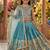 Firozi silk blend sequence embroidered work & digital print kids wedding lehenga choli