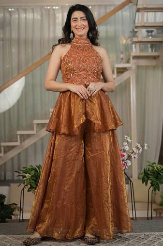 Brown classy fandy top sharara