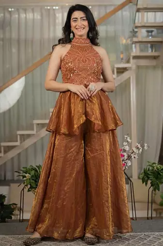 Brown classy fandy top sharara