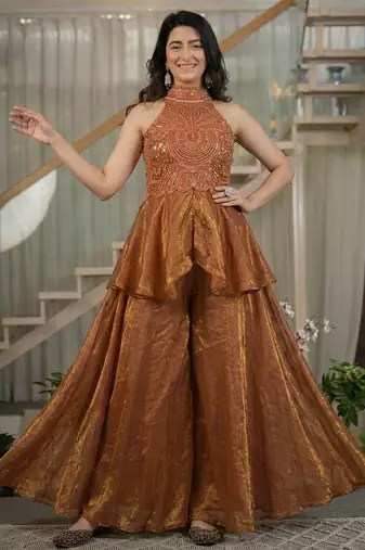 Brown classy fandy top sharara