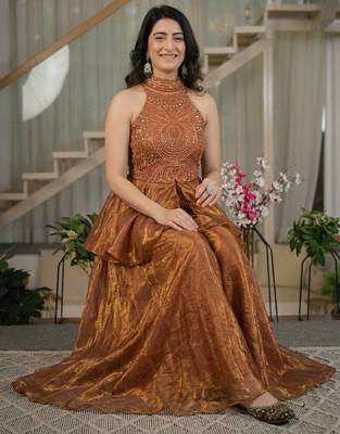 Brown classy fandy top sharara 3