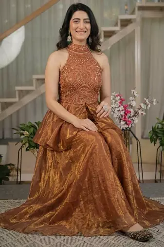 Brown classy fandy top sharara
