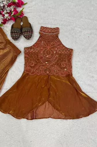 Brown classy fandy top sharara