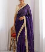 Women's satin silk saree with elegant lace border party wear designer saree