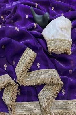 Women's satin silk saree with elegant lace border party wear designer saree 4