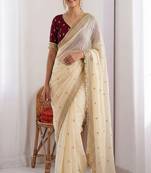 Women's satin silk saree with elegant lace border party wear designer saree