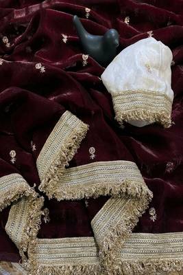 Women's satin silk saree with elegant lace border party wear designer saree 4