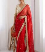 Women's satin silk saree with elegant lace border party wear designer saree