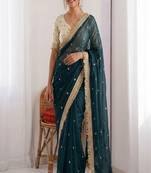Women's satin silk saree with elegant lace border party wear designer saree