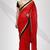 Red georgette sari with contrast velvet & sequence border with unstitched blouse