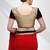 Red georgette sari with contrast velvet & sequence border with unstitched blouse