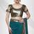 Viscose georgette teal blue saree with elegant sequin border with unstitched blouse