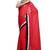 Classic red georgette saree with white sequin & velvet border with unstitched blouse