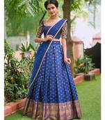 Royal Blue Silk Zari Lehenga with Banarasi Silk Dupatta