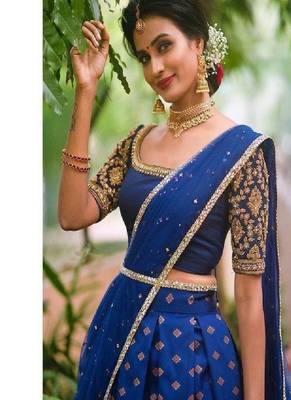 Royal Blue Silk Zari Lehenga with Banarasi Silk Dupatta 2