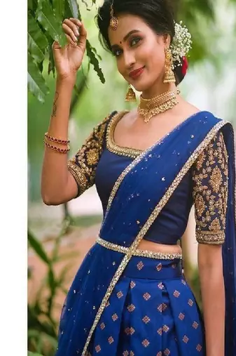 Royal Blue Silk Zari Lehenga with Banarasi Silk Dupatta