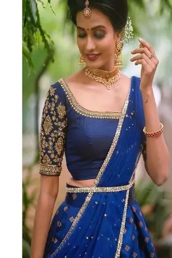 Royal Blue Silk Zari Lehenga with Banarasi Silk Dupatta