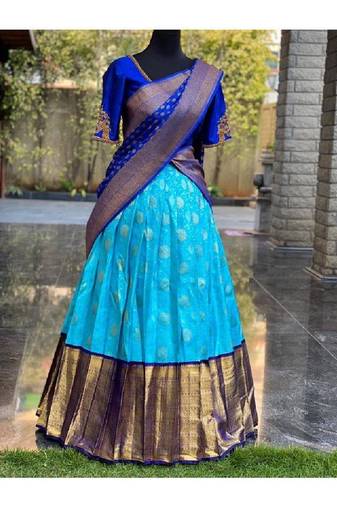 Blue Silk Zari Lehenga with Banarasi Silk Dupatta