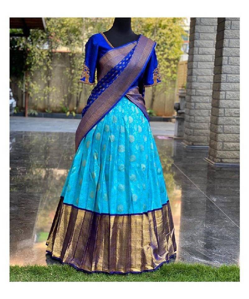 Blue Silk Zari Lehenga with Banarasi Silk Dupatta