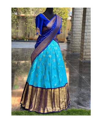 Blue Silk Zari Lehenga with Banarasi Silk Dupatta 2