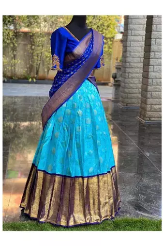 Blue Silk Zari Lehenga with Banarasi Silk Dupatta