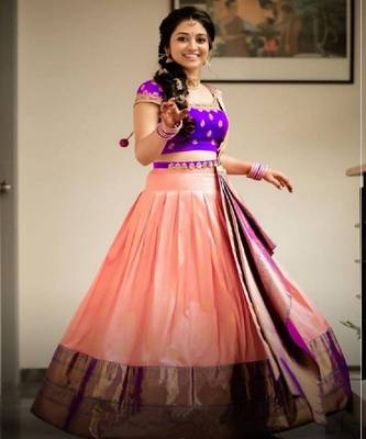 Peach Silk Zari Lehenga with Banarasi Silk Dupatta 1
