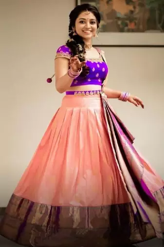 Peach Silk Zari Lehenga with Banarasi Silk Dupatta